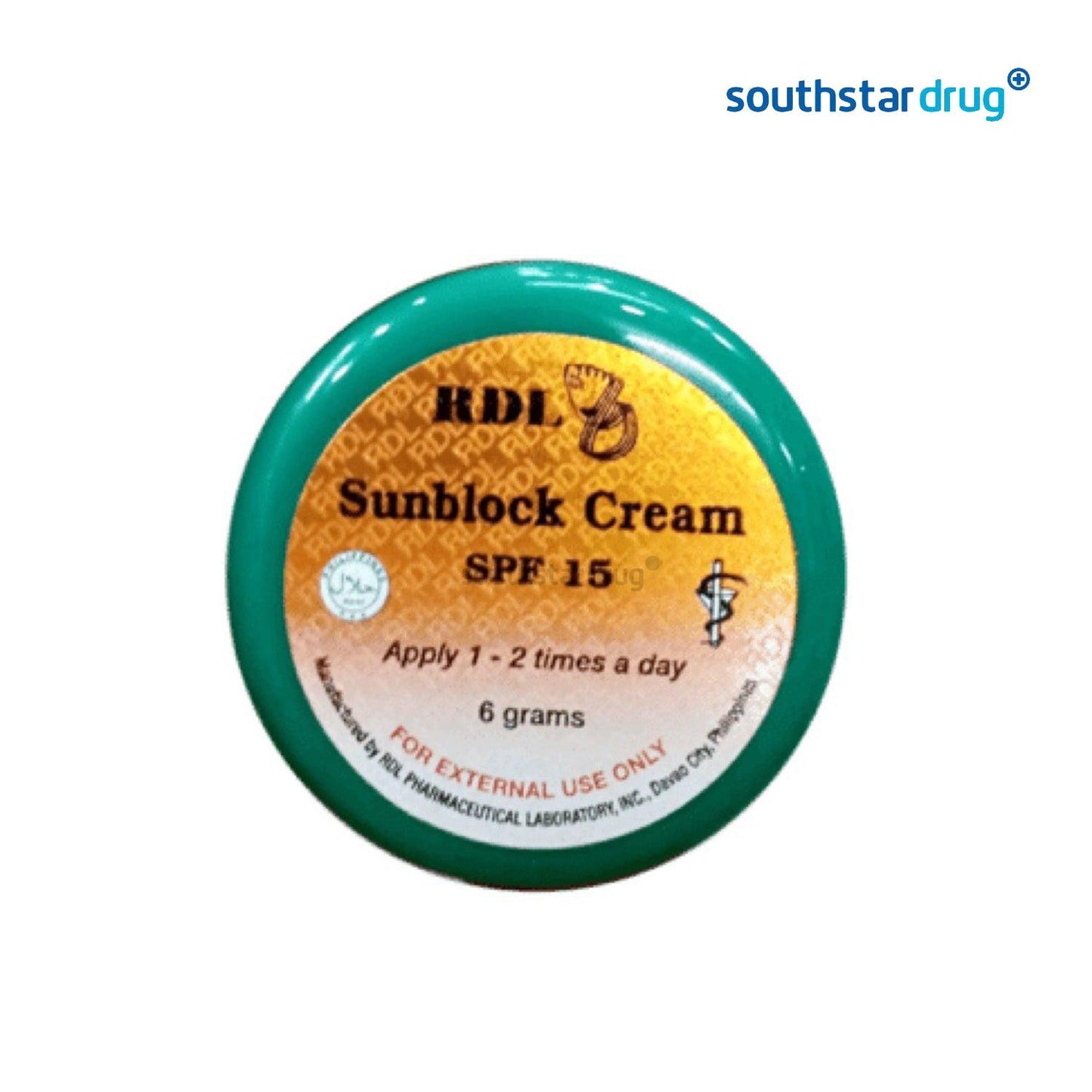 RDL Sunblock Cream 6 g - Southstar Drug