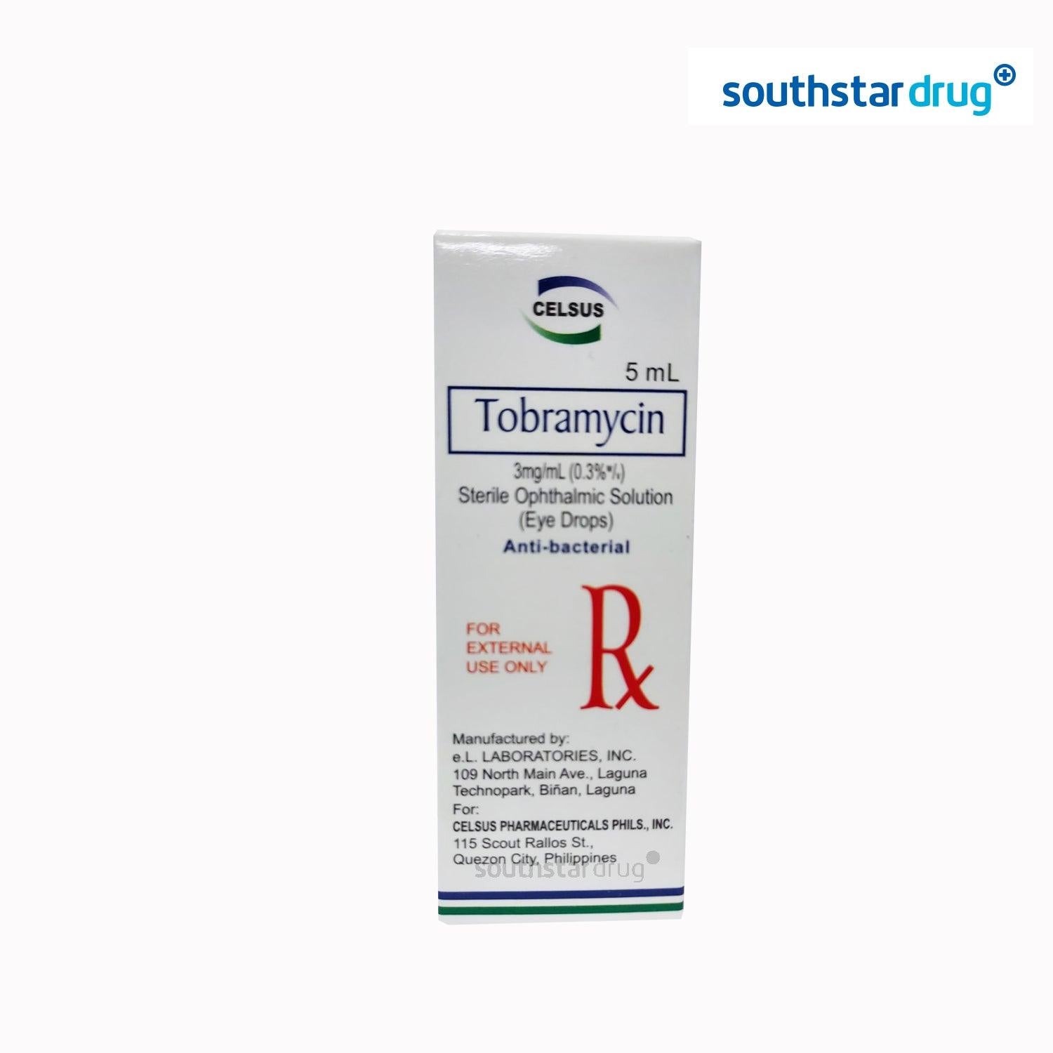 Rx: Tobramycin 0.3% 5ml Eye Drops - Sensomed - Southstar Drug