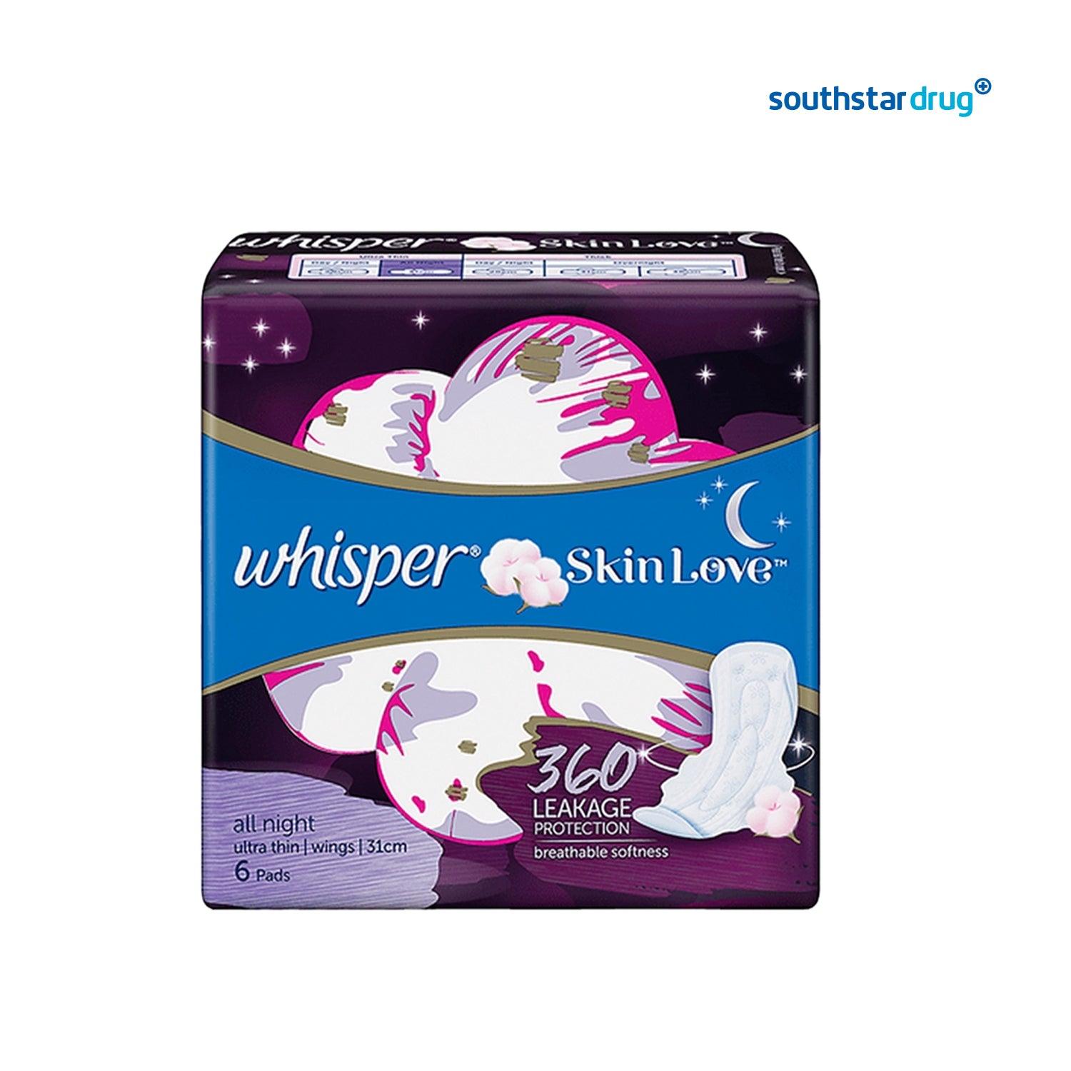 Whisper Skin Love All Night Ultra Slim (31cm) with Wings - 6s - Southstar Drug