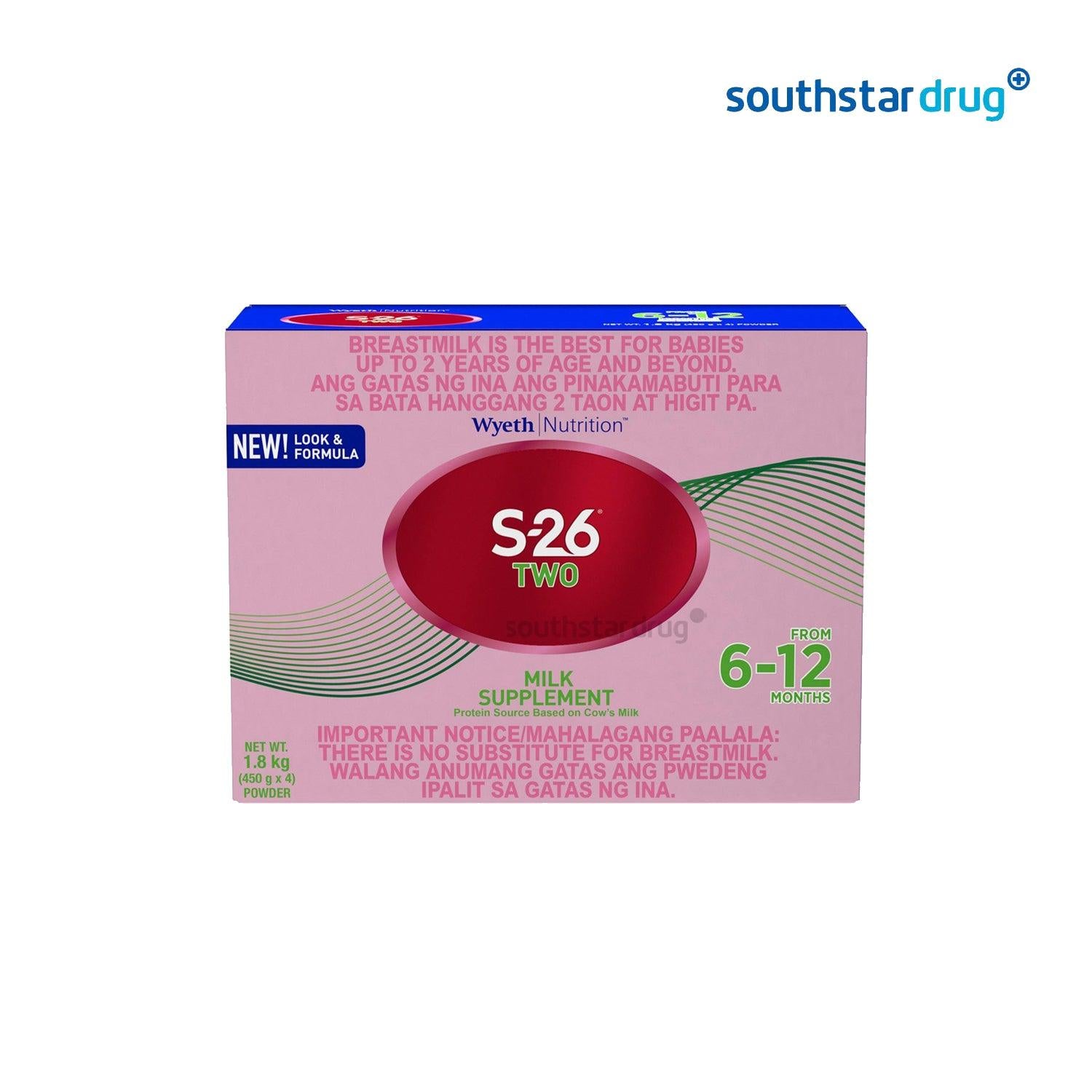 S26 Two Milk Powder 6-12 months 1.8 kg Box - Southstar Drug