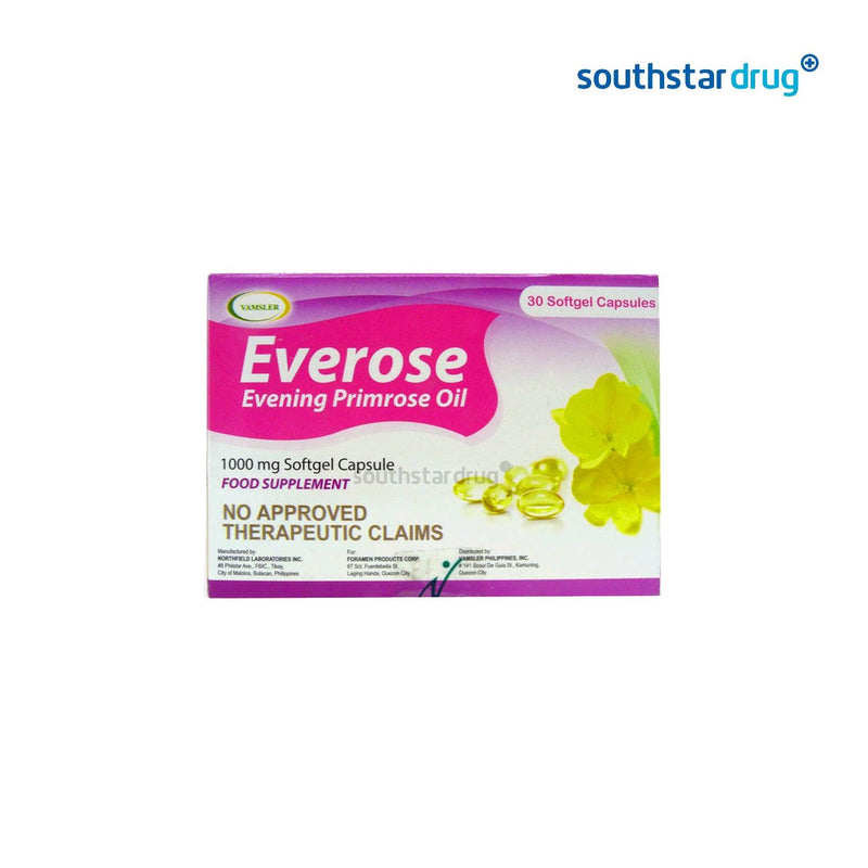 Everose Evening Primrose Oil 1000 mg Soft Gel Capsule - 30s - Southstar Drug