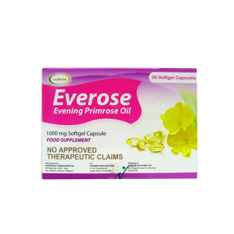 Everose Evening Primrose Oil 1000 mg Soft Gel Capsule - 30s - Southstar Drug