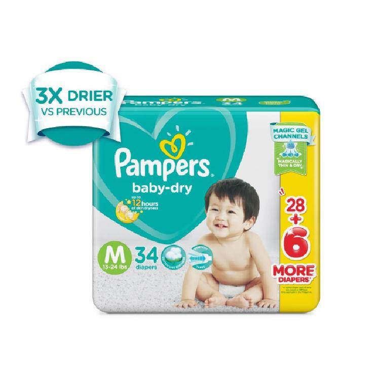 Pampers Baby Dry Taped Diapers Medium - 34s - Southstar Drug