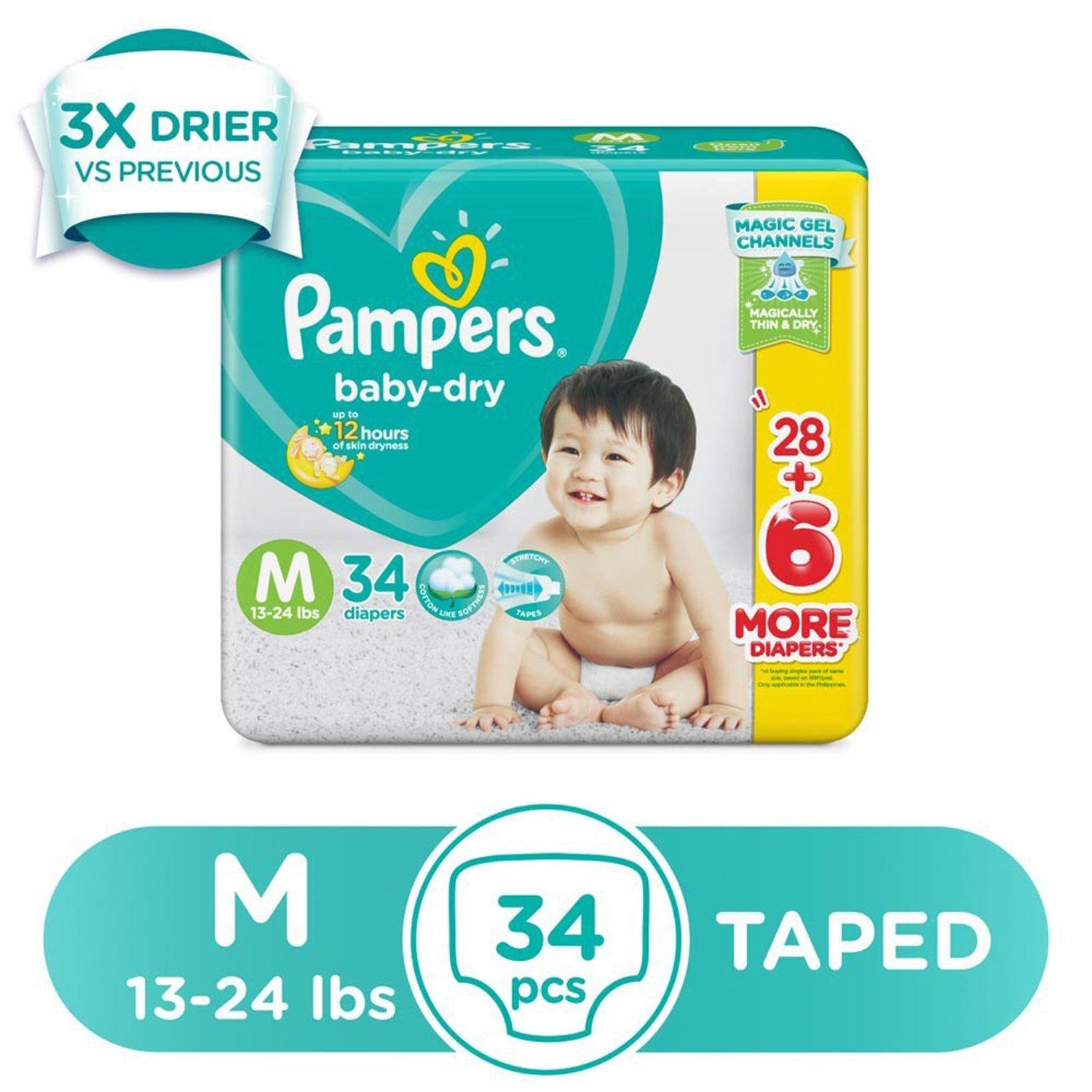 Pampers Baby Dry Taped Diapers Medium - 34s - Southstar Drug