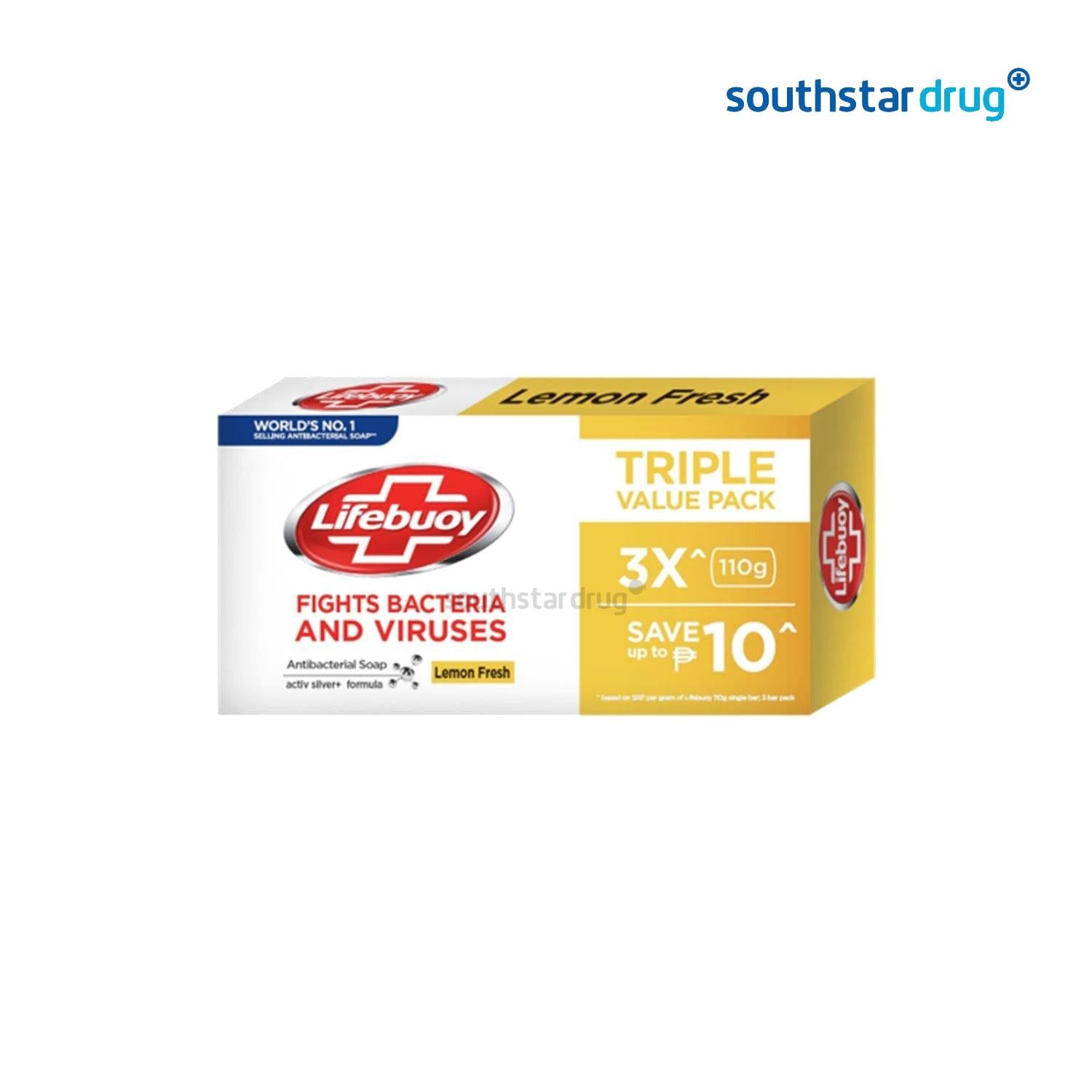 Lifebuoy Lemon Fresh Antibac Soap Triple pack 110 g - Southstar Drug