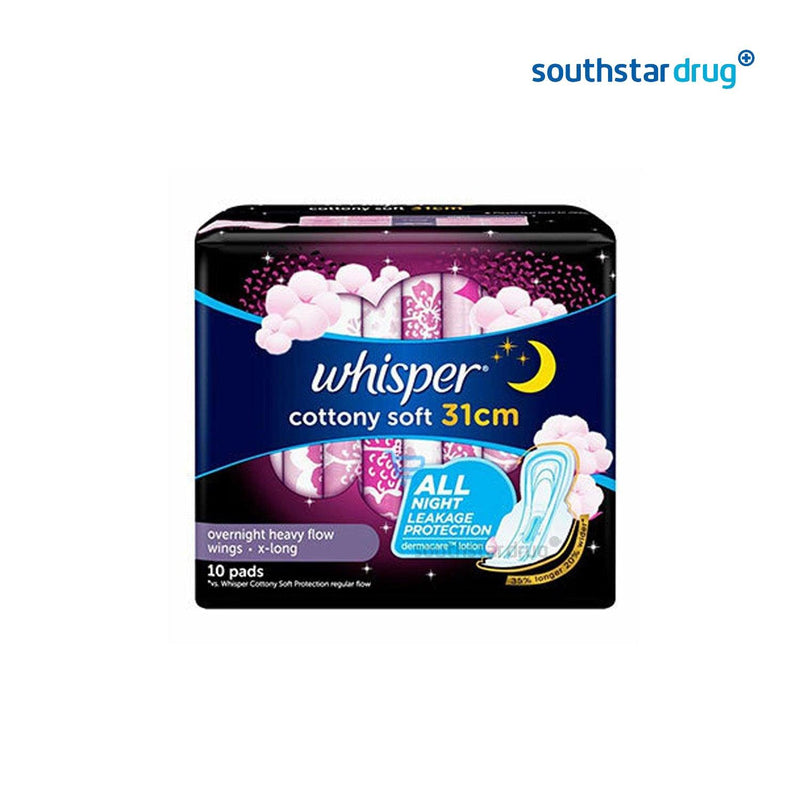 Whisper Cottony Soft Nights X-Long Wings 10s - Southstar Drug