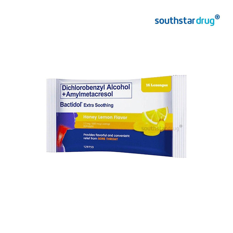 Bactidol 1.2 mg / 600 mcg Honey Lemon Lozenge - 16s - Southstar Drug