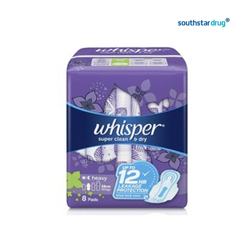 Whisper Super Clean & Dry Heavy Flow Wings - 8s - Southstar Drug
