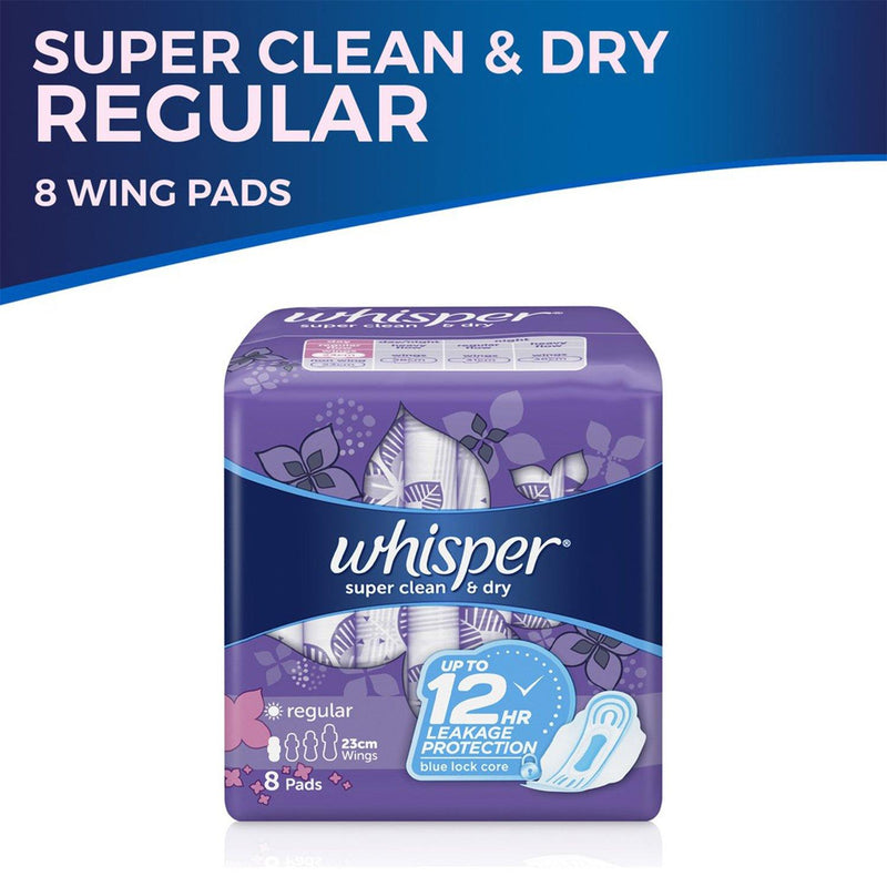 Whisper Super Clean & Dry Regular Flow Wings - 8s - Southstar Drug