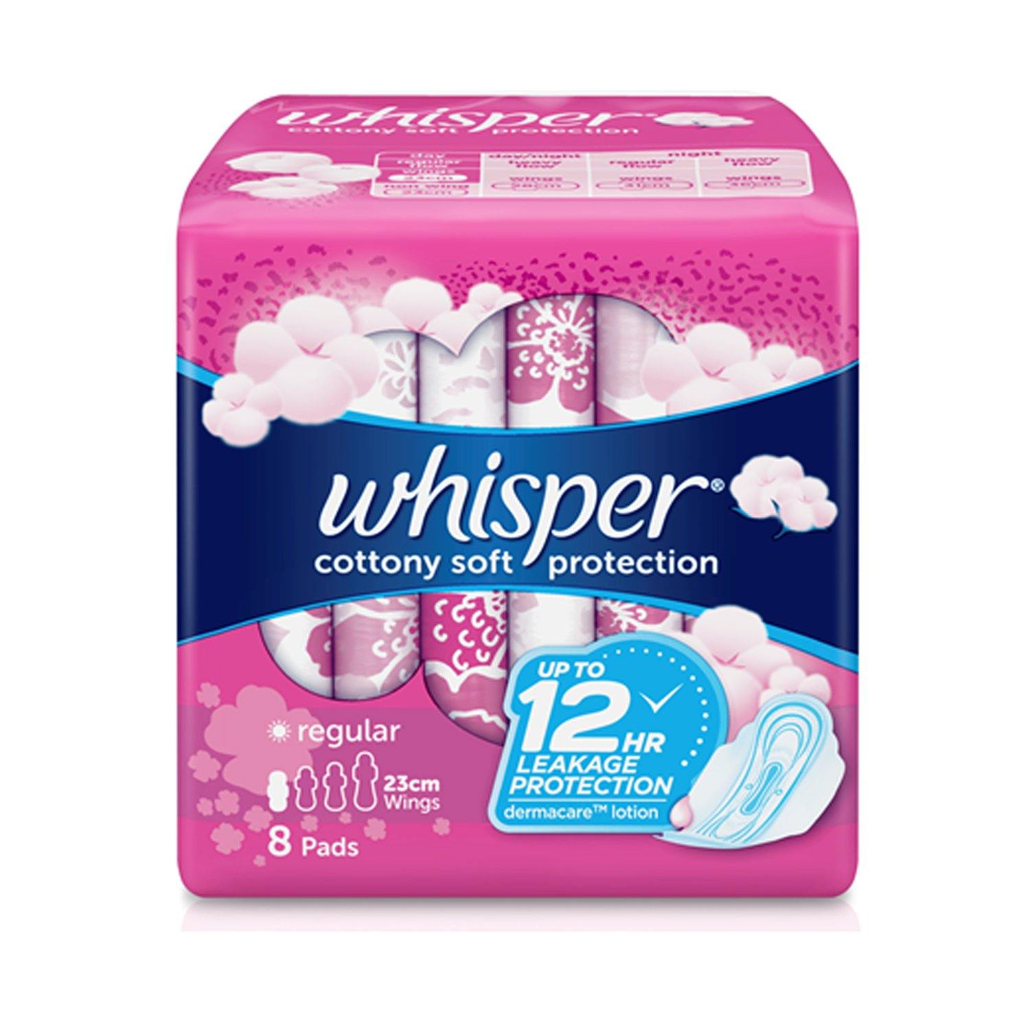 Whisper Cotton Clean Regular Flow Wings - 8s - Southstar Drug