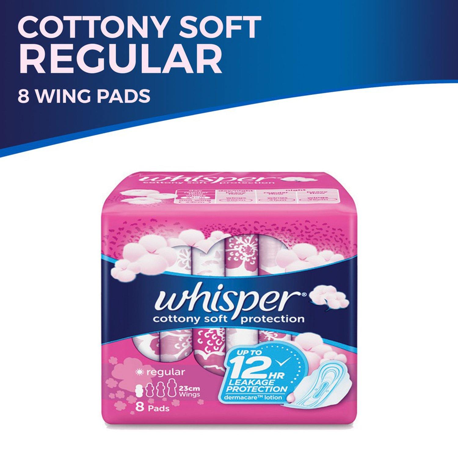 WHISPER, Cottony Clean Heavy Flow / X-Long Overnight Wings 4 Pads