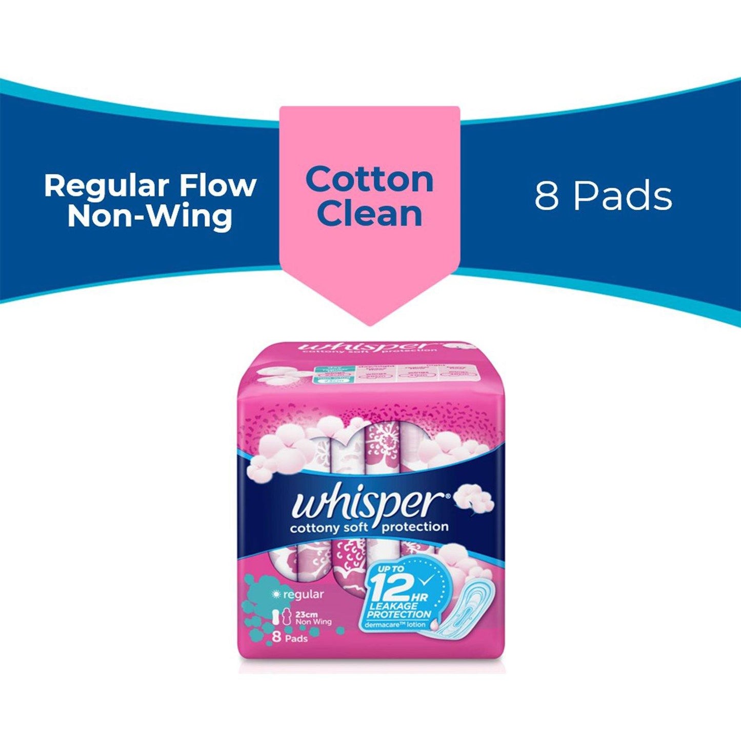 Whisper Cotton Clean Regular Flow Non-Wings - 8s - Southstar Drug